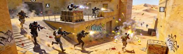 CS:GO游戏画面 - 沙漠2地图A点攻防战